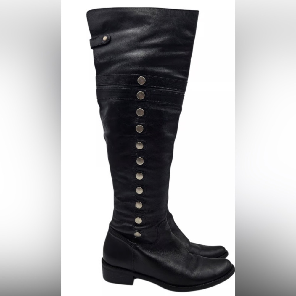 Matisse Free People Black Studdex Over the Knee Leather Riding Boots 8M